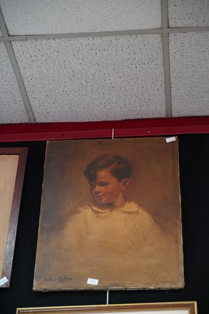 null Helier Cosson (1897-1976), Portrait de jeune garçon, huile sur toile signée...