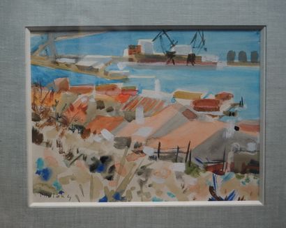 null P. LELONG, le port de Sète, aquarelle sur papier signée en bas à gauche, titrée...