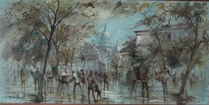 null Jean-Marie COUILLARD (1926-1989), Montmartre, La Place du Tertre, huile sur...