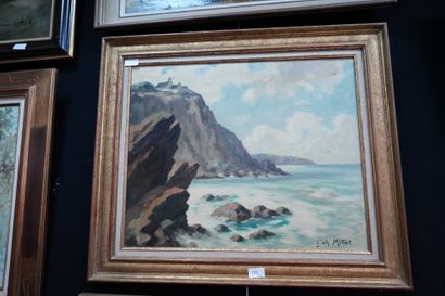 null Jean Charles MILLET (1892-1944), falaises en bord de mer, huile sur toile signée...