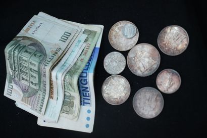 null Réunion de pièces en argent : 50 francs 1977 ; 10 francs 1965 (x2) ; 5 francs...