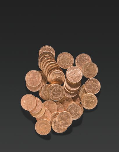 null 四十五枚20法国法郎金币。
总重量。289,12 g.
不向买方收费。