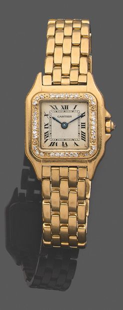 Cartier * PANTHER LADY'S BRACELET WATCH 18k (750) gold, bezel set with brilliants,...