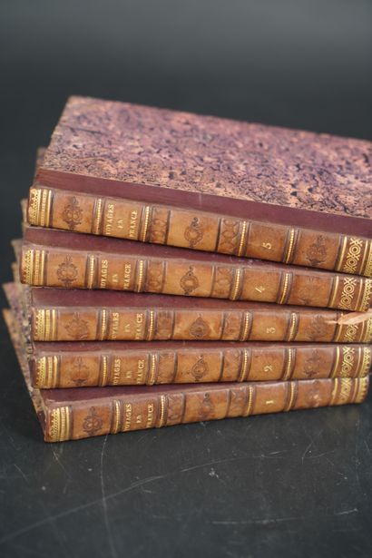 null Voyages en France et autres pays, en prose et en vers. 5 volumes reliés. XIXe...