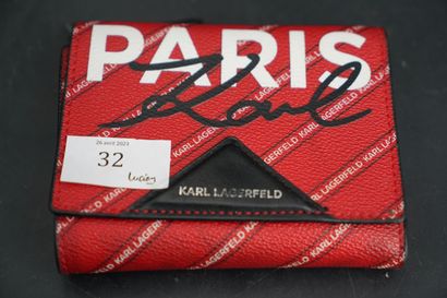 null KARL LAGERFELD, portefeuille en cuir portant l'inscription KARL Paris. En l...