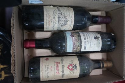 null Réunion de six bouteilles de vin comprenant Château Barreyres 1985 niveau bas...