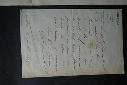 null Lettre autographe du maréchal Cannobert, armée d'Italie, Volta, 18 juillet 1859...