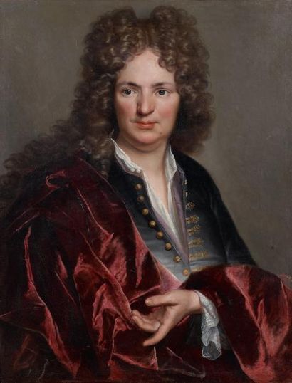 Attribué à Joseph VIVIEN Portrait d'homme au manteau rouge Toile 82 x 65 cm
