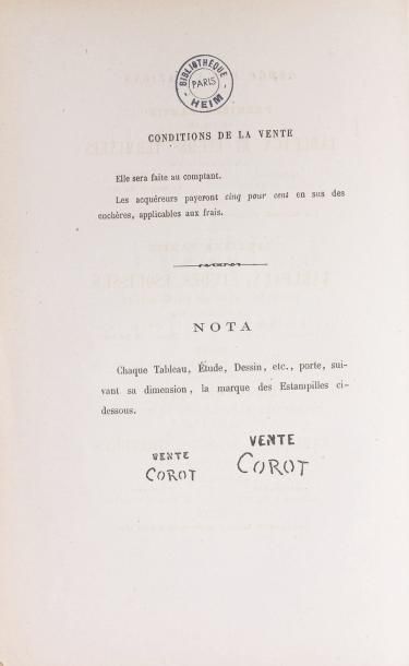 1875 26 Mai et jj. ss. Paris. Drouot. Suite décès de Corot. {CR} tableaux, études,...