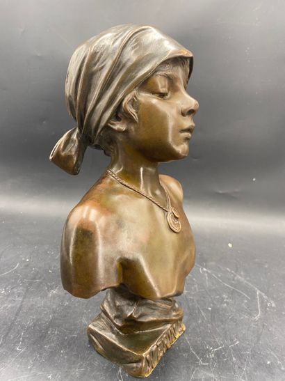 EMMANUEL VILLANIS (1858-1914) Nerina
Sujet en
Bronze patiné.
Signé et titré sur la...