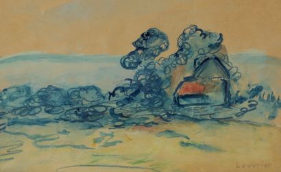 MAURICE LOUVRIER (1878-1954) * Paysage de campagne avec une maison
Aquarelle, signée...