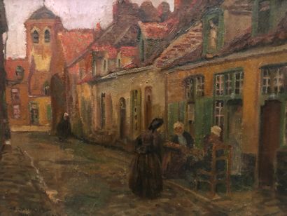 EDMOND JAMOIS (1876-1975) * La ruelle Saint Amand à Bailleul, Nord
Huile sur toile,...