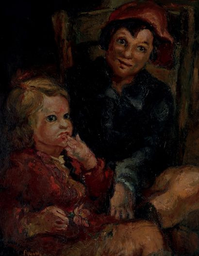 JEAN AUJAME (1905-1965) Portrait d'enfants
Huile sur toile, signée en bas à gauche.
81...