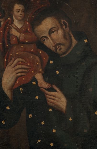ÉCOLE MÉXICAINE DU XVIIIe SIÈCLE Saint François
Huile sur toile
76 x 50 cm.
Craquelures,...