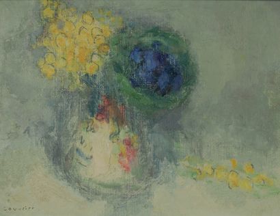MAURICE LOUVRIER (1878-1954) * Bouquet de fleurs
Huile sur carton, signée en bas...