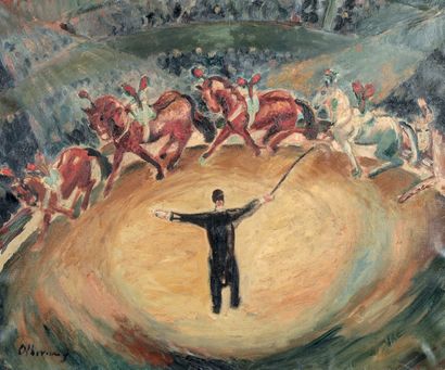 GASTON OLLIVIER (XIXe-XXe) * Le cirque
Huile sur toile, signée en bas à gauche
54...