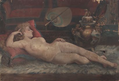 ÉCOLE FRANÇAISE, C. 1900
Femme nue lassive
Huile...