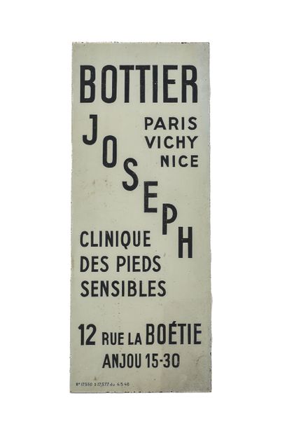 null RÉUNION DE PLAQUES PUBLICITAIRES Tôle émaillée, comprenant :
Bottier Joseph....