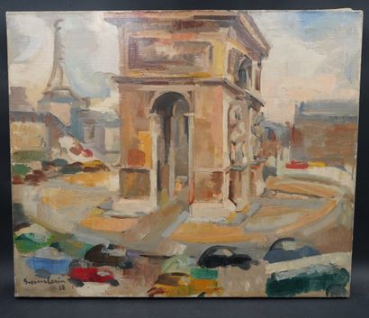 null SUZANNE CAMIN (XXth CENTURY. Paris, Place de l'Étoile, (19)38. Oil on canvas,...
