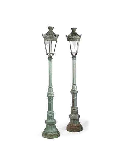 null PAIR OF STREET LAMPS, PARIS
Cast iron painted in green, the baluster fluted...