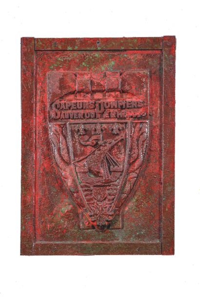 null PLAQUE DE FAÇADE DE BORNE
DES SAPEURS-POMPIERS DE PARIS
Fer peint en rouge,...