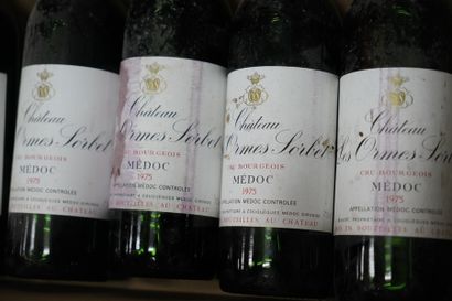 null Six bouteilles, Médoc, Château Les Ormes Sorbet, 1975, dans l'épaule. En l'...