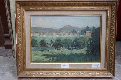 null FÉLIX RAOUL ETEVE (1902-1967), paysage, huile sur carton signée en bas à dr...