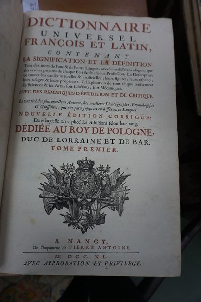 null TREVOUS, Dictionnaire Universel français et latin. Trois tomes et un supplément,...