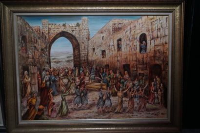 null Ecole contemporaine. Entrée de l'arche d'Alliance à Jérusalem, cité de David....