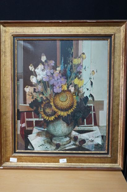 null Robert VERNET-BONFORT (1934), nature morte au bouquet de fleur, huile sur toile...