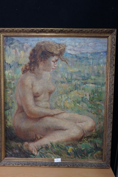 null Jean VASSAL (1902-?), nu féminin, huile sur toile, signée en bas à droite. En...