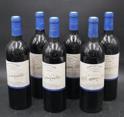 null Six bouteilles, Château Lamarzelle, Grand Cru, Saint Emilion, 1999. En l'ét...