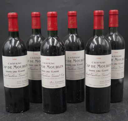 null Six bouteilles, Château Cap de Mourlin, Grand Cru, Saint Emilion, 1998. En ...