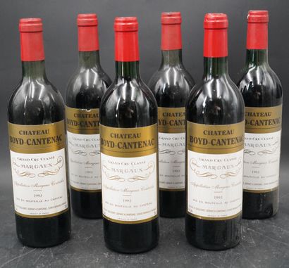 null Six bouteilles, Château Boyd Cantenad, Margaux, Grand Cru, 1993. En l'état.