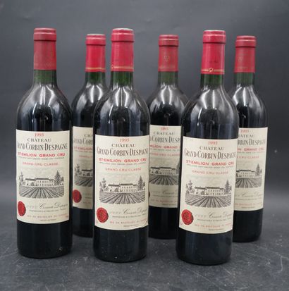 null Six bouteilles, Château Grand Corbin d'Espagne, Grand Cru Saint Emilion, 1993....