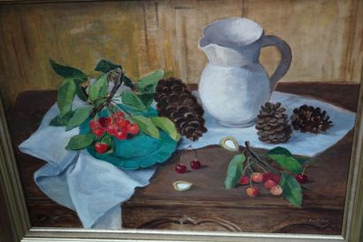 null Luc TULLAT, née en 1895 (Lucie dite Luc), Nature morte, huile sur toile signée...