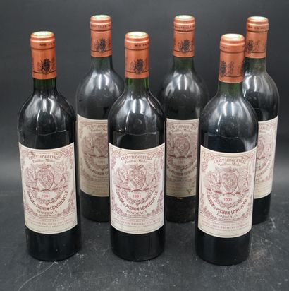 null Six bouteilles, Château Longueville Pauillac, Grand Cru, 1991. En l'état.