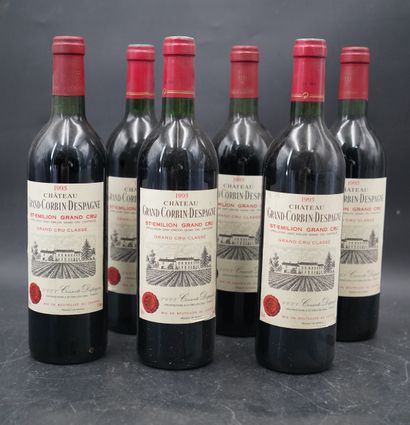 null Six bouteilles, Château Grand Corbin d'Espagne, Grand Cru Saint Emilion, 1993....