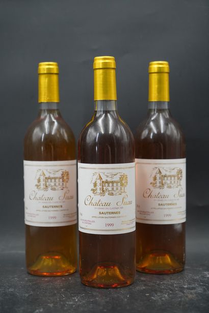 null Trois bouteilles, Château Suau Sauternes, 2ème Grand Cru, 1999. En l'état.