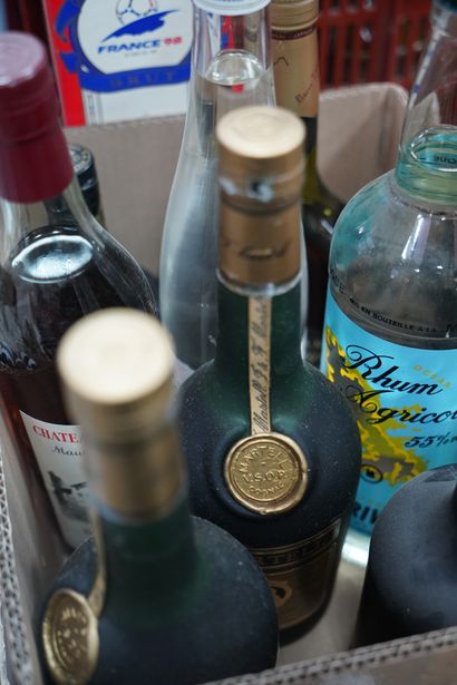 null Réunion de bouteilles d'alcools et Cognac, Martel, Calavad, de Polignac, Grand...
