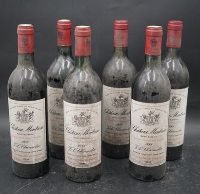 null Six bouteilles, Château Montrose, Saint Estephe, Grand Cru, 1988. En l'état...