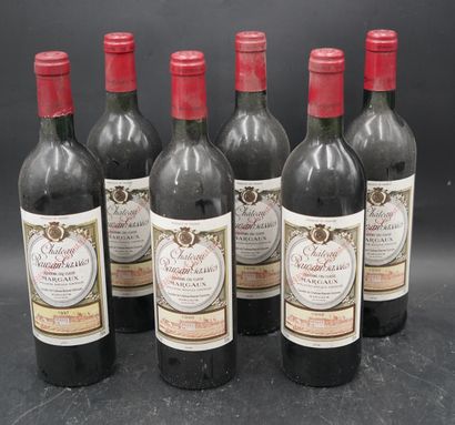 null Six bouteilles, Château Rauzan Gassis, Margaux, Grand Cru, 1998. En l'état.