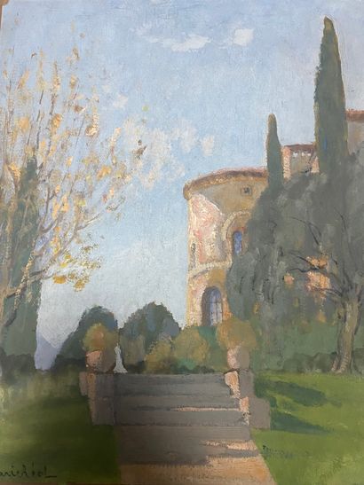 null Marie REOL (1880-1963), l'entrée de la villa, huile sur toile signée en bas...