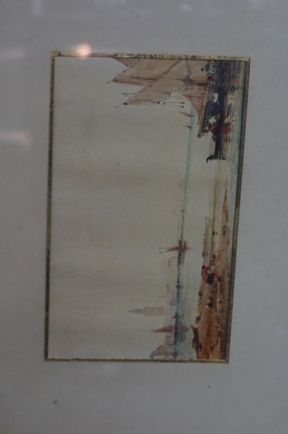 null F. FRANTZ, Vue de Venise, aquarelle sur papier, signée en bas à gauche. Encadrée...