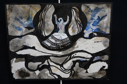 null Jeanne SOCQUET (1928), compositions, deux techniques mixtes sur panneaux, s...