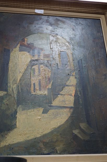 null MAYER (XX siècle), La ruelle, huile sur toile signée en bas à droite. En l'...