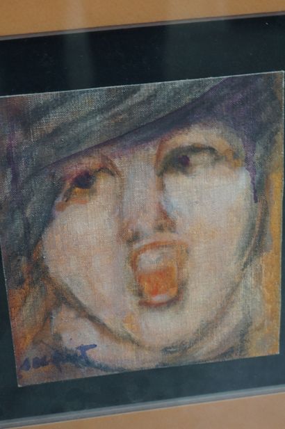 null Jeanne SOCQUET (1928), portrait de femme, huile sur toile signée en bas à g...