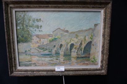 null Émile-Louis MÉRET (1893/94-1925), Le Pont, huile sur toile signée datée 1901...