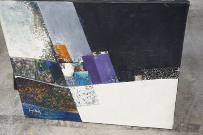 null Jacques ROGER, "composition abstraite", huile sur toile, signée en bas à gauche,...