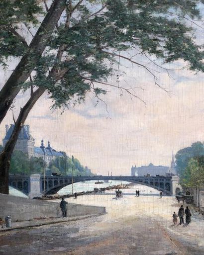 Georges PAUL - MANCEAU (1872 - 1955) Le pont de Solférino, le Pavillon de Flore,...